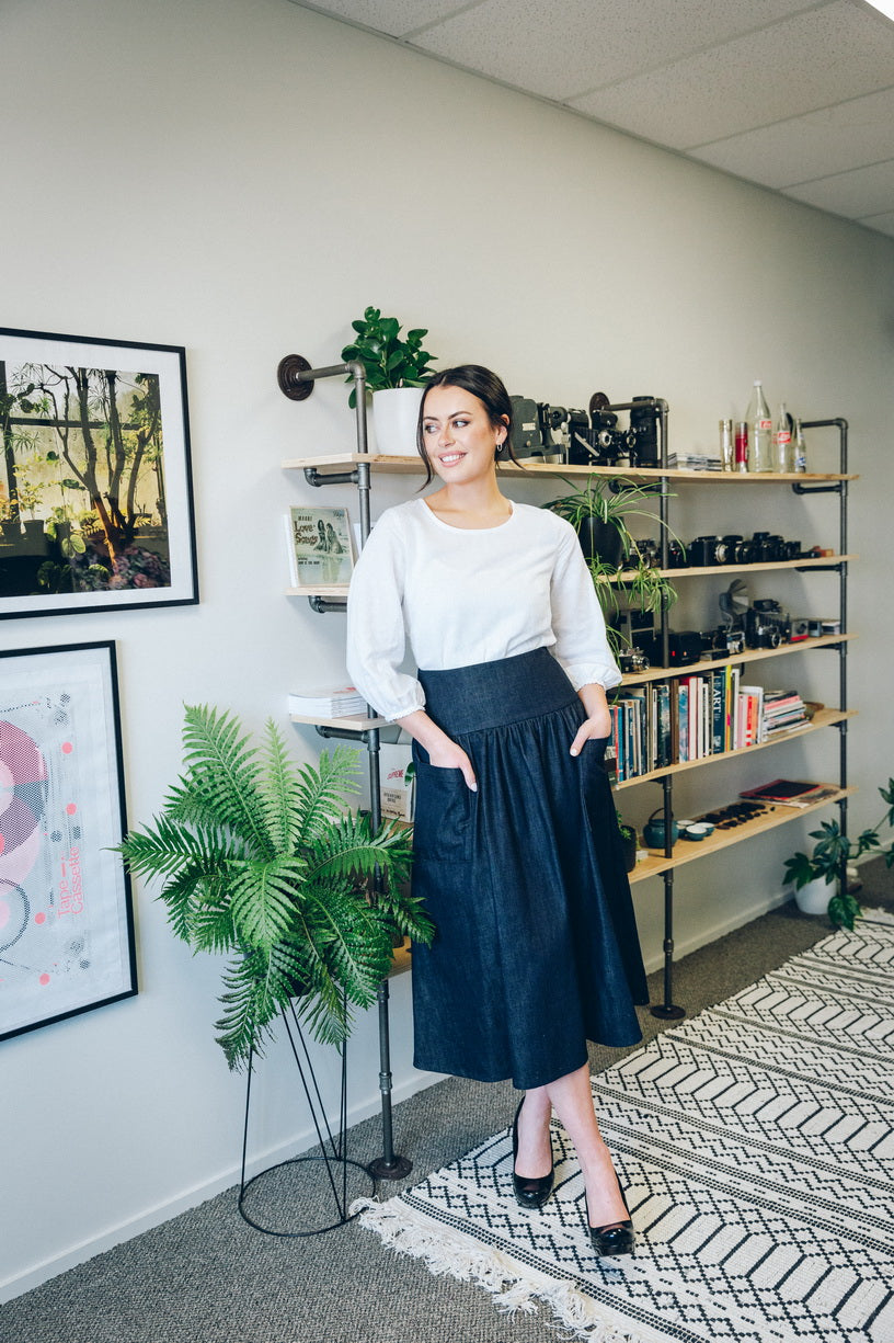 Abundance Denim Skirt - Blueblack Organic Denim